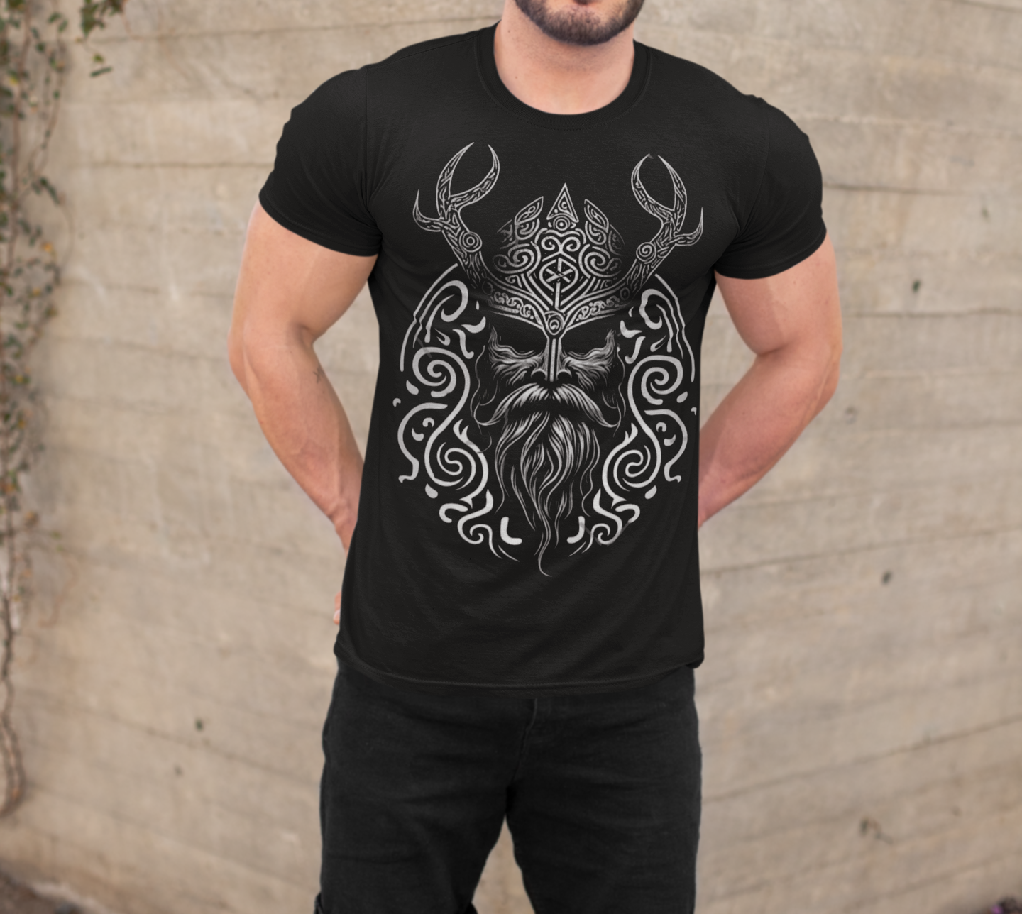 Viking King T-Shirt, Black Men’s Tee, Norse King Design, Viking Warrior Shirt, Sizes S-5XL,Gift Tee