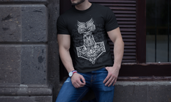 Title: Viking Warrior T-Shirt, Black Men’s Tee, Norse Mythology Shirt, Viking God Design, Wolf Symbol Shirt, Sizes S-5XL,Gift Tee