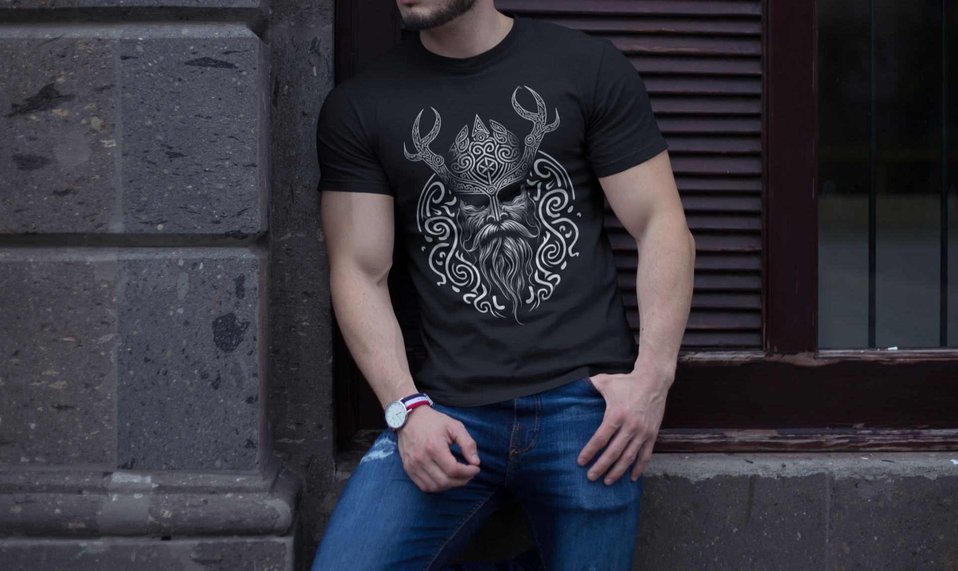 Viking King T-Shirt, Black Men’s Tee, Norse King Design, Viking Warrior Shirt, Sizes S-5XL,Gift Tee