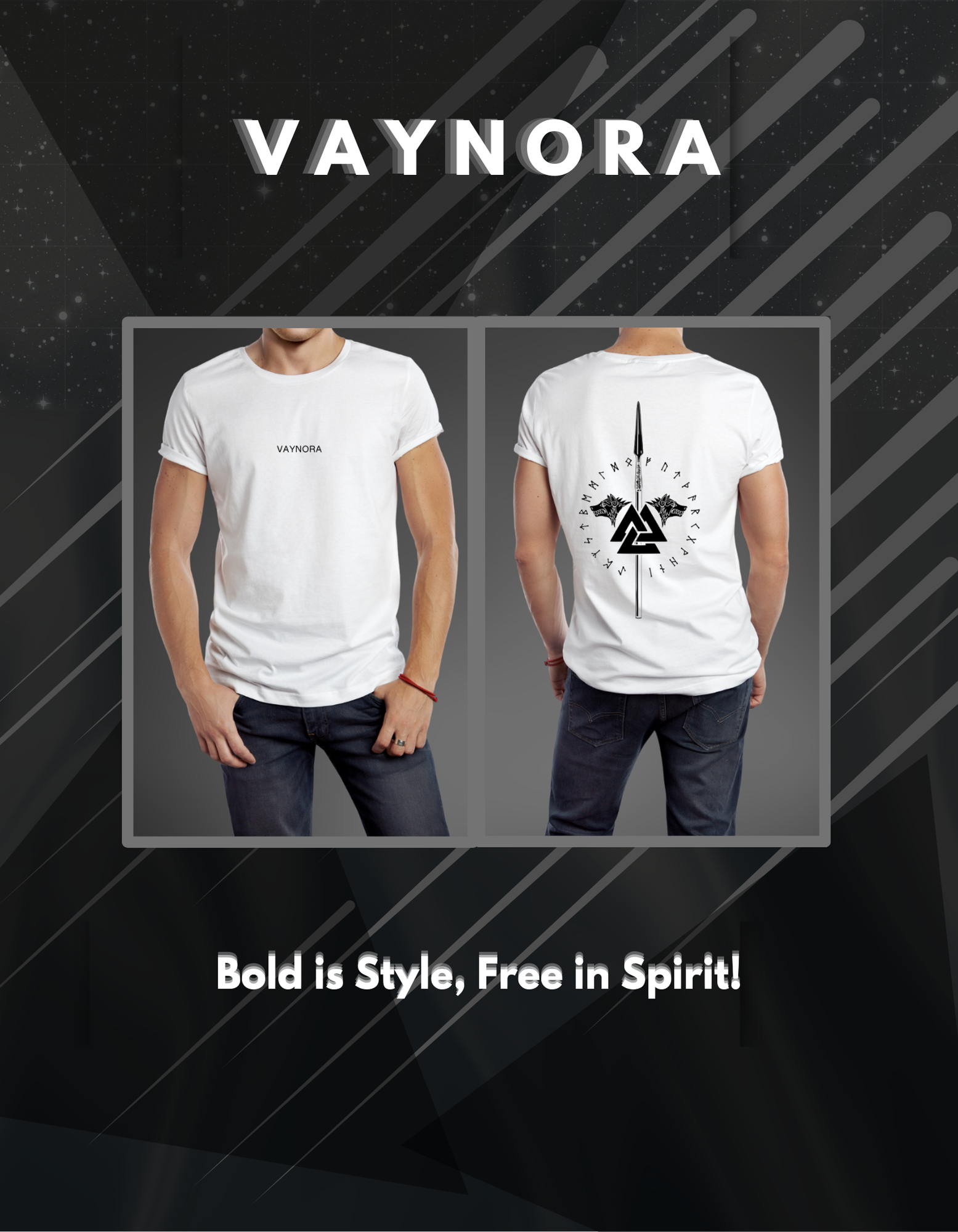 Valknut with Spear Norse Mythology T-Shirt, Black Men's Tee, Viking Wolf Design, Norse Warrior Shirt, Sizes S-5XL,Gift Tee