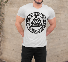 Valknut Norse Symbol T-Shirt, Black Men’s Tee, Viking Design, Valknut and Celtic Knot, Norse Mythology Shirt, Sizes S-5XL , Gift tee