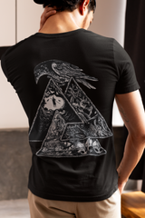 Raven Valknut Norse T-Shirt, Viking Raven Design, Black Men’s Tee, Unisex Nordic Shirt, Norse Mythology T-shirt, Sizes S-5XL, Gift Tee