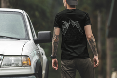 alknut with Wings Viking T-Shirt, White Men’s Tee, Norse Mythology Shirt, Norse Symbol Shirt, Odin’s Ravens Design, Sizes S-5XL,Gift Tee