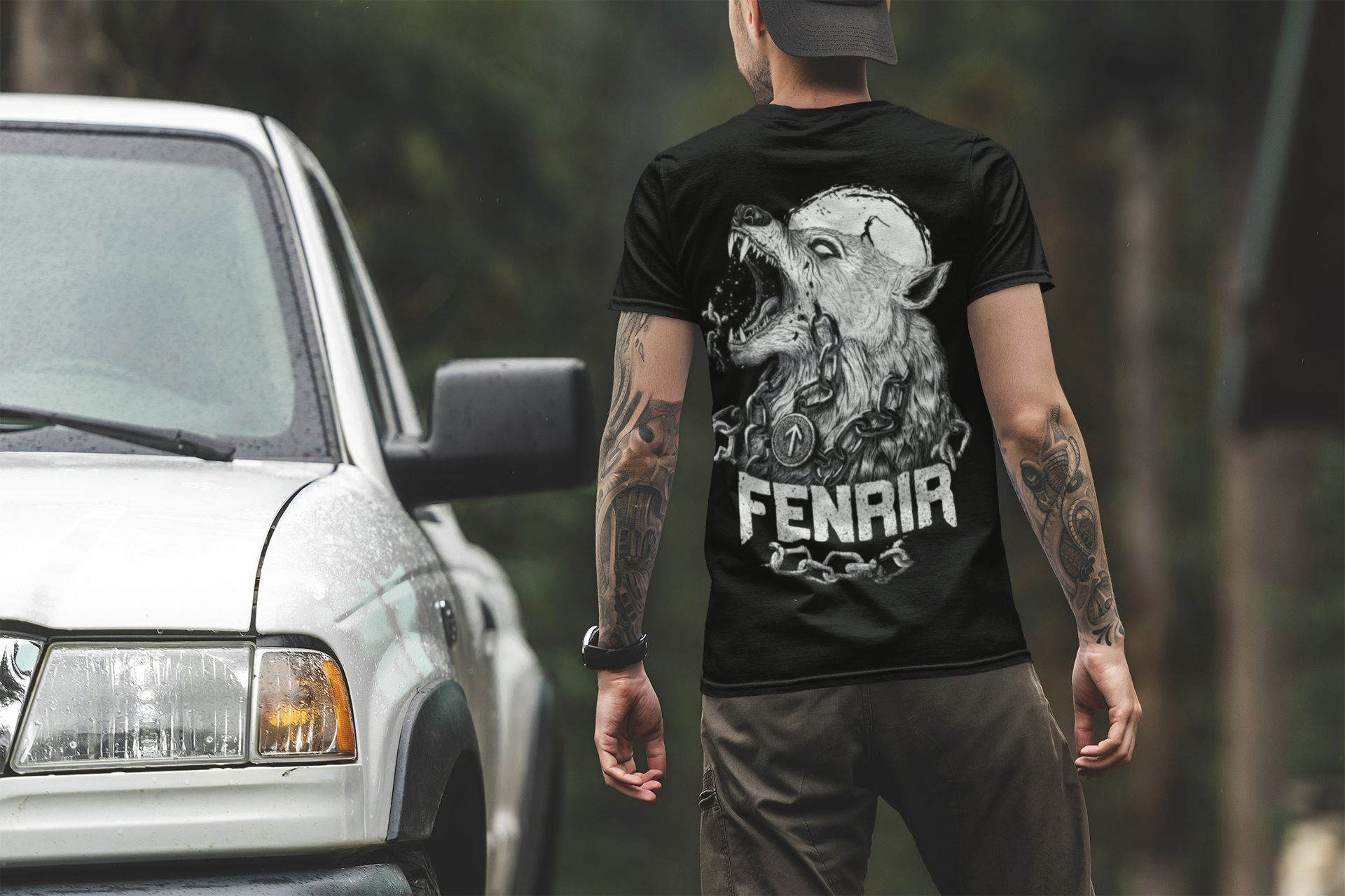 Fenrir Wolf Norse Mythology T-Shirt, Black Men’s Tee, Viking Wolf Shirt, Norse God Fenrir Design, Sizes S-5XL,Gift Tee