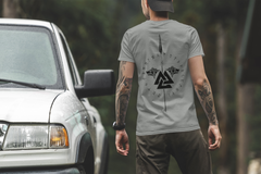 Valknut with Spear Norse Mythology T-Shirt, Black Men's Tee, Viking Wolf Design, Norse Warrior Shirt, Sizes S-5XL,Gift Tee