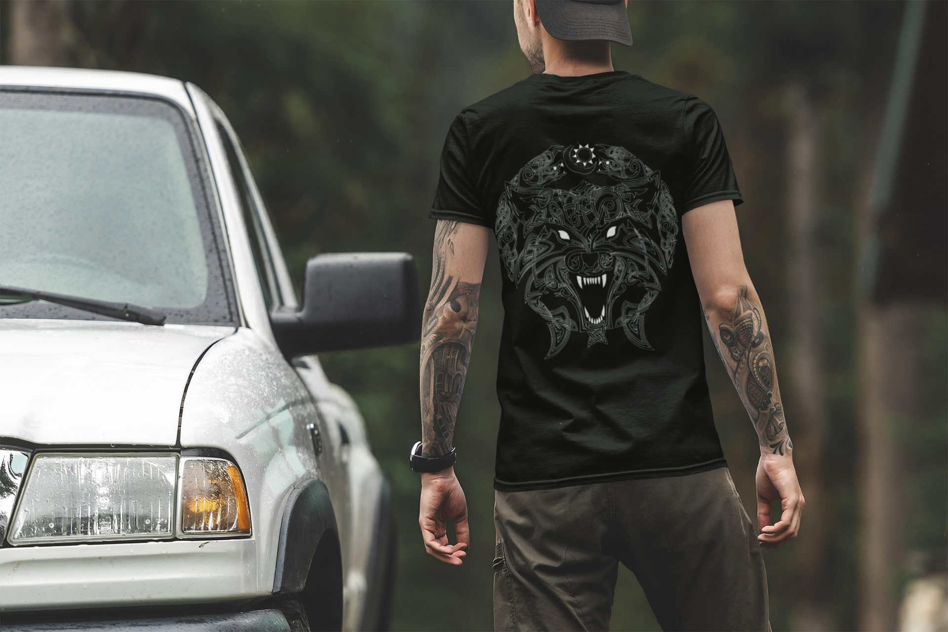 Fierce Wolf Norse Viking T-Shirt, Black Men's Tee, Viking Wolf Design, Norse Mythology Shirt, Unisex T-shirt, Sizes S-5XL, Gift Tee