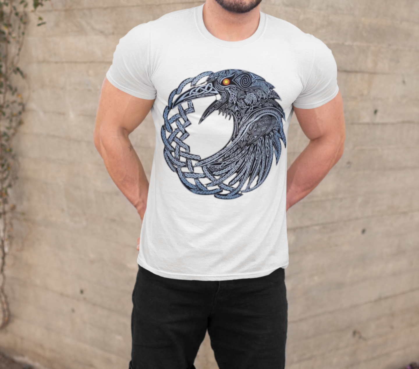 Raven of Odin Viking T-Shirt, Black Men’s Tee, Norse Mythology Shirt, Viking Raven Design, Sizes S-5XL,Gift Tee